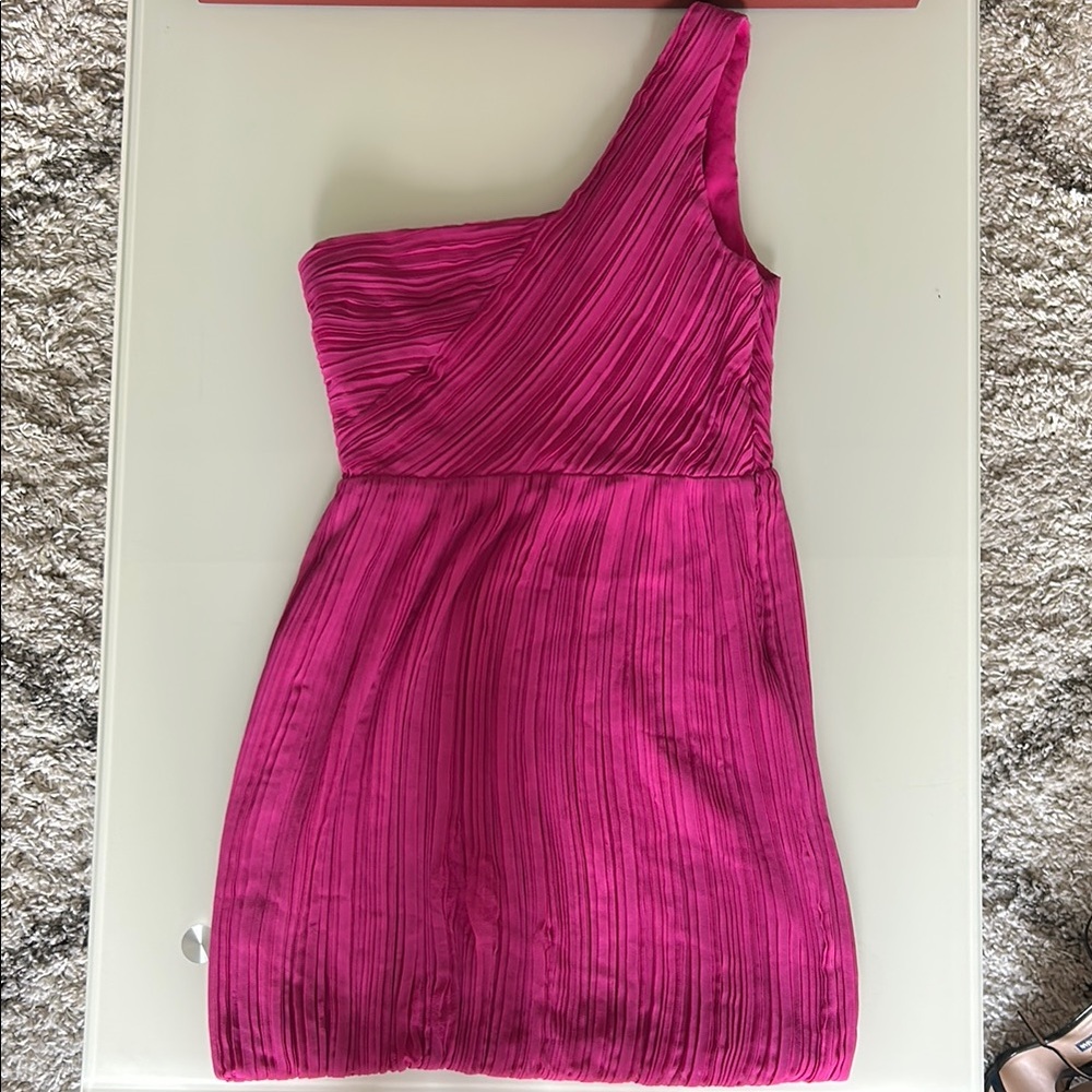 Theory Pink Asymmetrical One-Shoulder Cocktail Dress